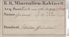 Etiketten zu Granat (NHMW-MIN-Av312)